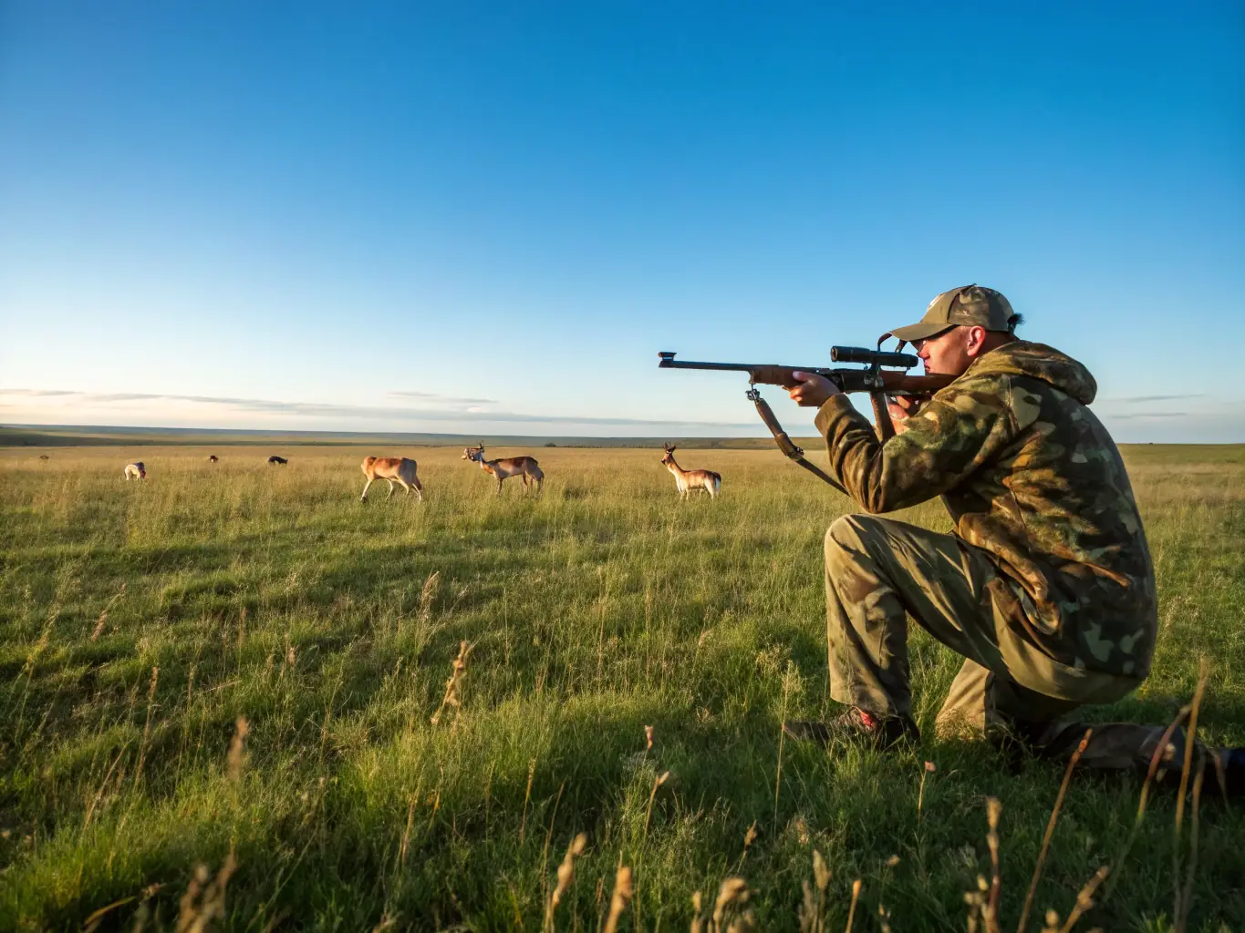 An image depicting a hunter participating in a controlled hunt, adhering to strict regulations and guidelines to manage wildlife populations sustainably.